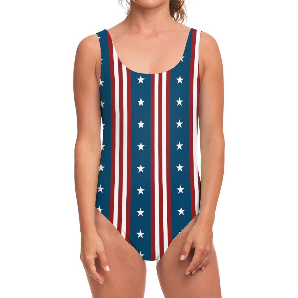 USA Independence Day Pattern Print One Piece Swimsuit