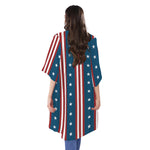 USA Independence Day Pattern Print Open Front Beach Cover Up