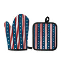 USA Independence Day Pattern Print Oven Mitt And Pot Holder Set