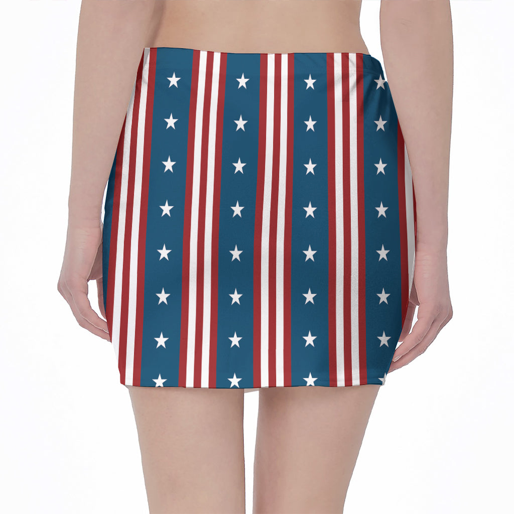 USA Independence Day Pattern Print Pencil Mini Skirt