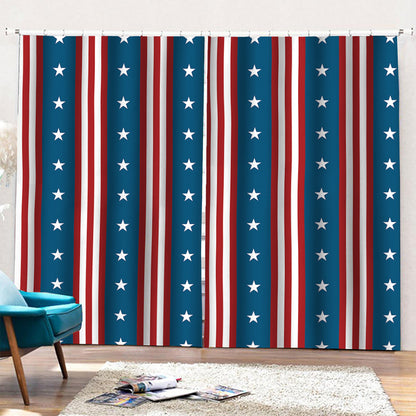 USA Independence Day Pattern Print Pencil Pleat Curtains