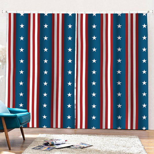 USA Independence Day Pattern Print Pencil Pleat Curtains
