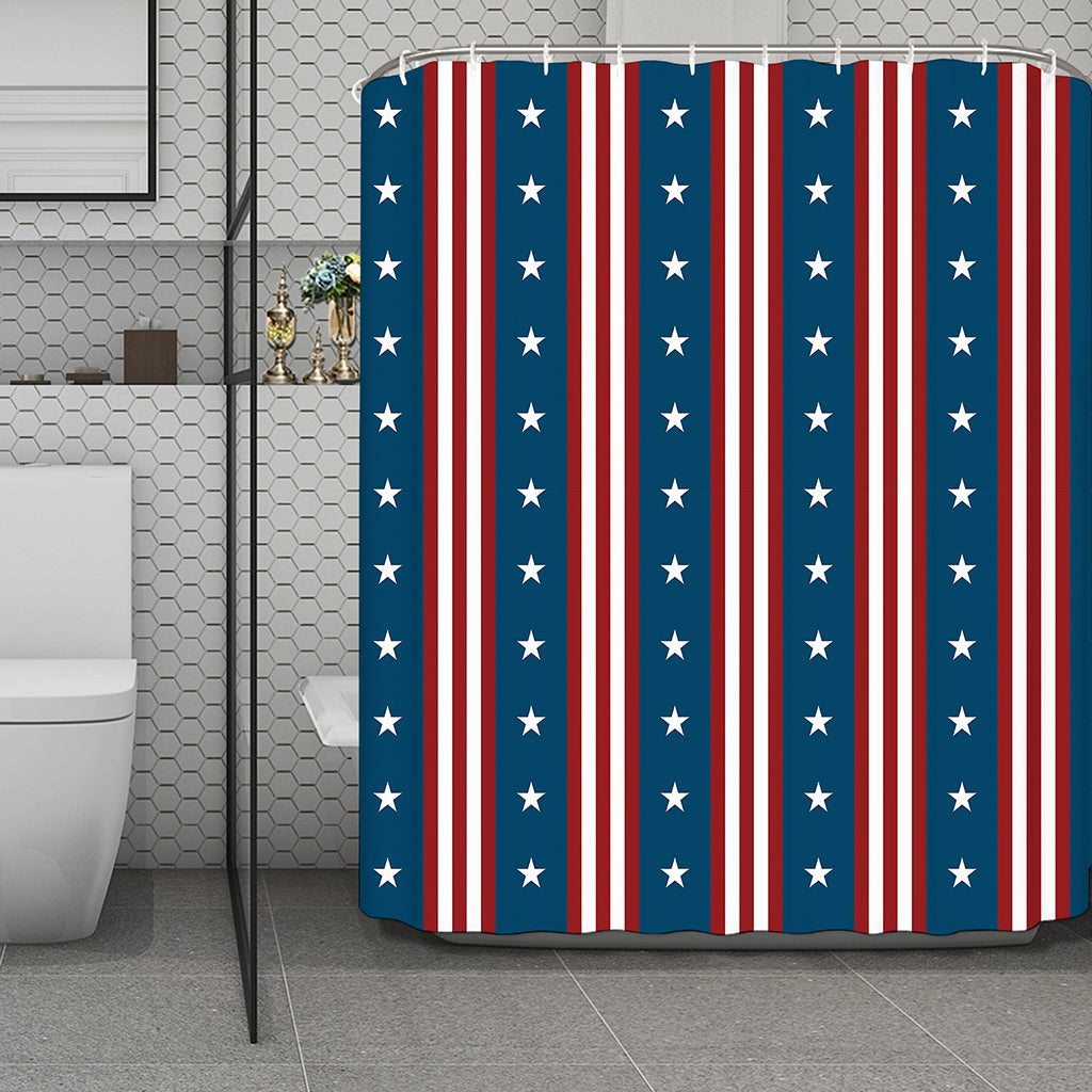 USA Independence Day Pattern Print Polyester Shower Curtain