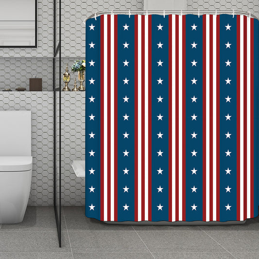 USA Independence Day Pattern Print Polyester Shower Curtain