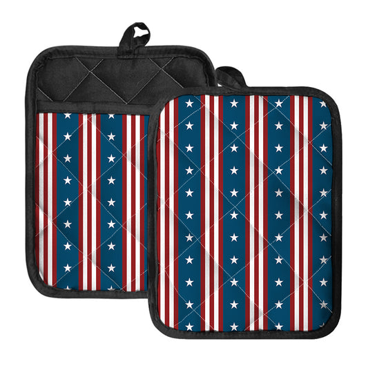 USA Independence Day Pattern Print Pot Holders With Pocket