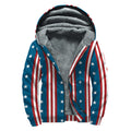 USA Independence Day Pattern Print Sherpa Lined Zip Up Hoodie