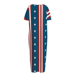 USA Independence Day Pattern Print Short Sleeve Long Nightdress