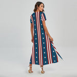 USA Independence Day Pattern Print Short Sleeve Maxi Dress
