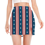 USA Independence Day Pattern Print Side Slit Mini Skirt