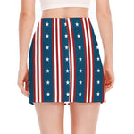 USA Independence Day Pattern Print Side Slit Mini Skirt