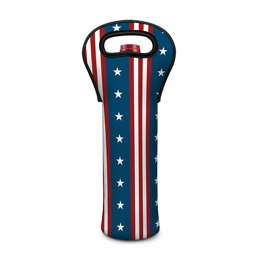 USA Independence Day Pattern Print Single Neoprene Wine Tote