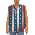 USA Independence Day Pattern Print Sleeveless Baseball Jersey