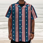 USA Independence Day Pattern Print Textured Short Sleeve Shirt