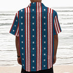 USA Independence Day Pattern Print Textured Short Sleeve Shirt