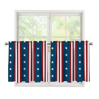 USA Independence Day Pattern Print Tier Curtains