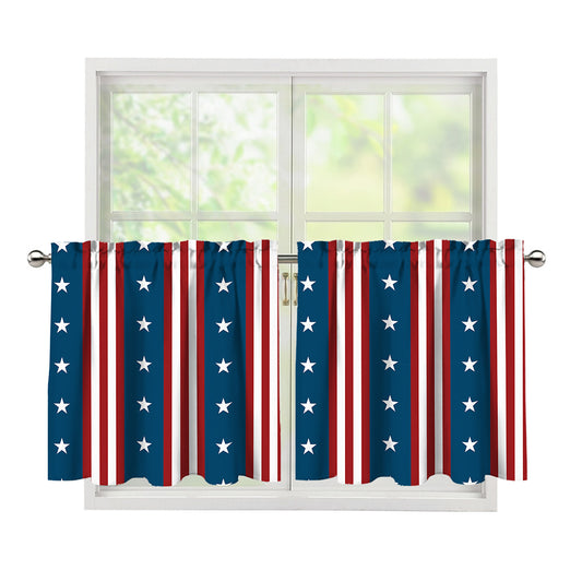 USA Independence Day Pattern Print Tier Curtains