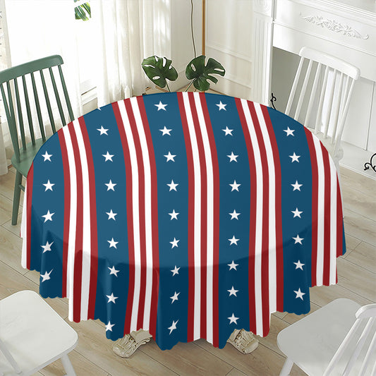 USA Independence Day Pattern Print Waterproof Round Tablecloth
