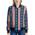 USA Independence Day Pattern Print Women's Bomber Jacket