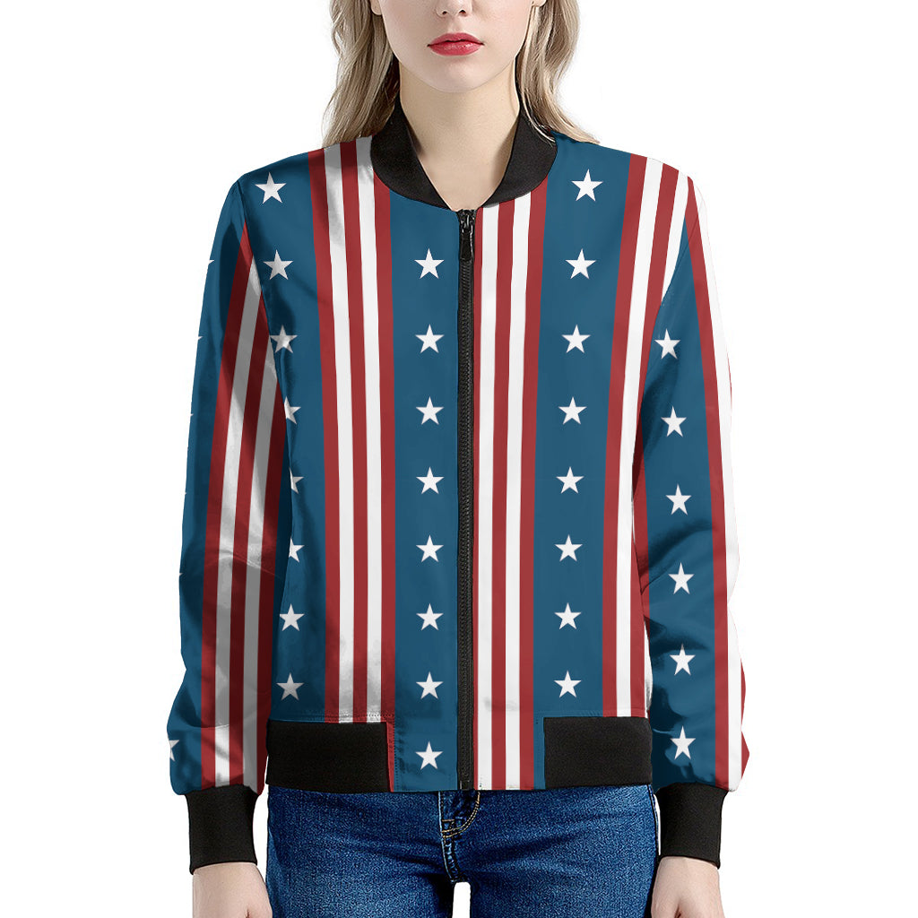 USA Independence Day Pattern Print Women's Bomber Jacket