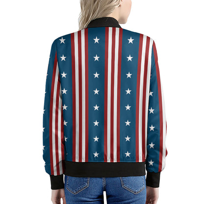 USA Independence Day Pattern Print Women's Bomber Jacket