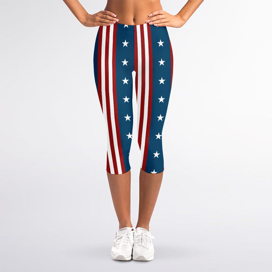 USA Independence Day Pattern Print Women's Capri Leggings