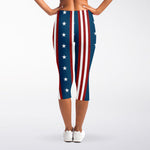 USA Independence Day Pattern Print Women's Capri Leggings