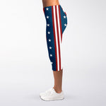 USA Independence Day Pattern Print Women's Capri Leggings