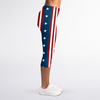 USA Independence Day Pattern Print Women's Capri Leggings