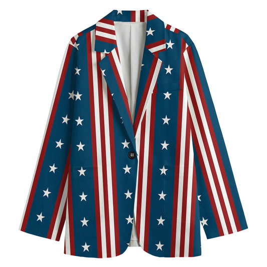USA Independence Day Pattern Print Women's Cotton Blazer