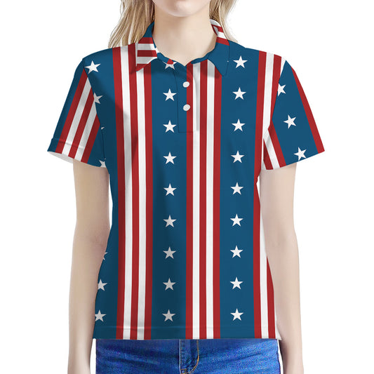 USA Independence Day Pattern Print Women's Polo Shirt