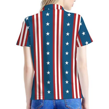 USA Independence Day Pattern Print Women's Polo Shirt