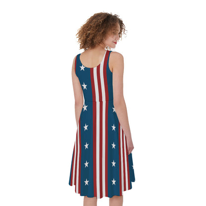 USA Independence Day Pattern Print Women's Sleeveless Dress