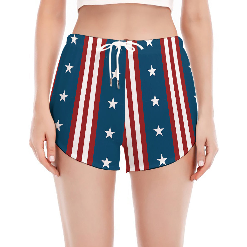 USA Independence Day Pattern Print Women's Split Running Shorts