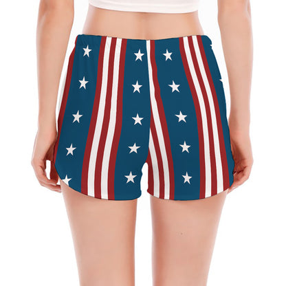 USA Independence Day Pattern Print Women's Split Running Shorts