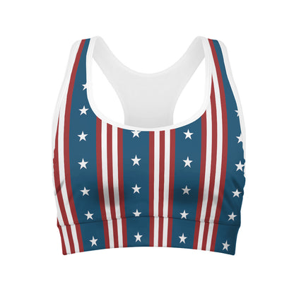 USA Independence Day Pattern Print Women's Sports Bra