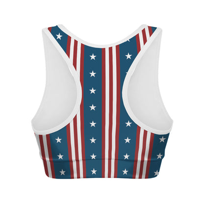 USA Independence Day Pattern Print Women's Sports Bra