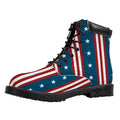 USA Independence Day Pattern Print Padded Collar Lace Up Boots