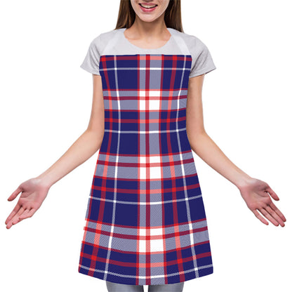 USA Patriotic Plaid Print Adjustable Apron