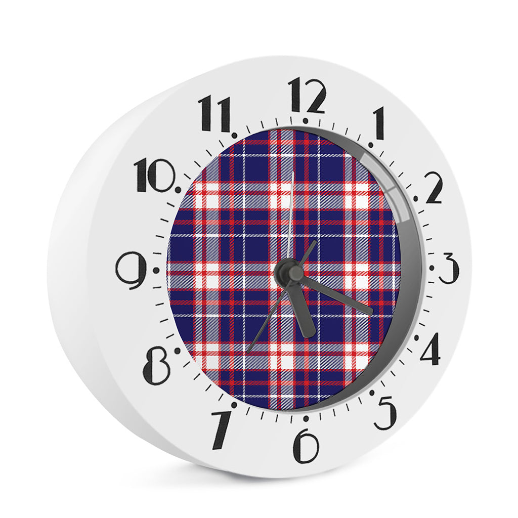 USA Patriotic Plaid Print Alarm Clock