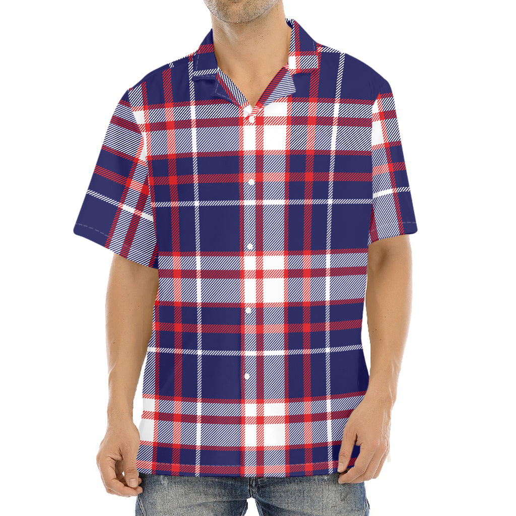 USA Patriotic Plaid Print Aloha Shirt