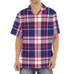 USA Patriotic Plaid Print Aloha Shirt