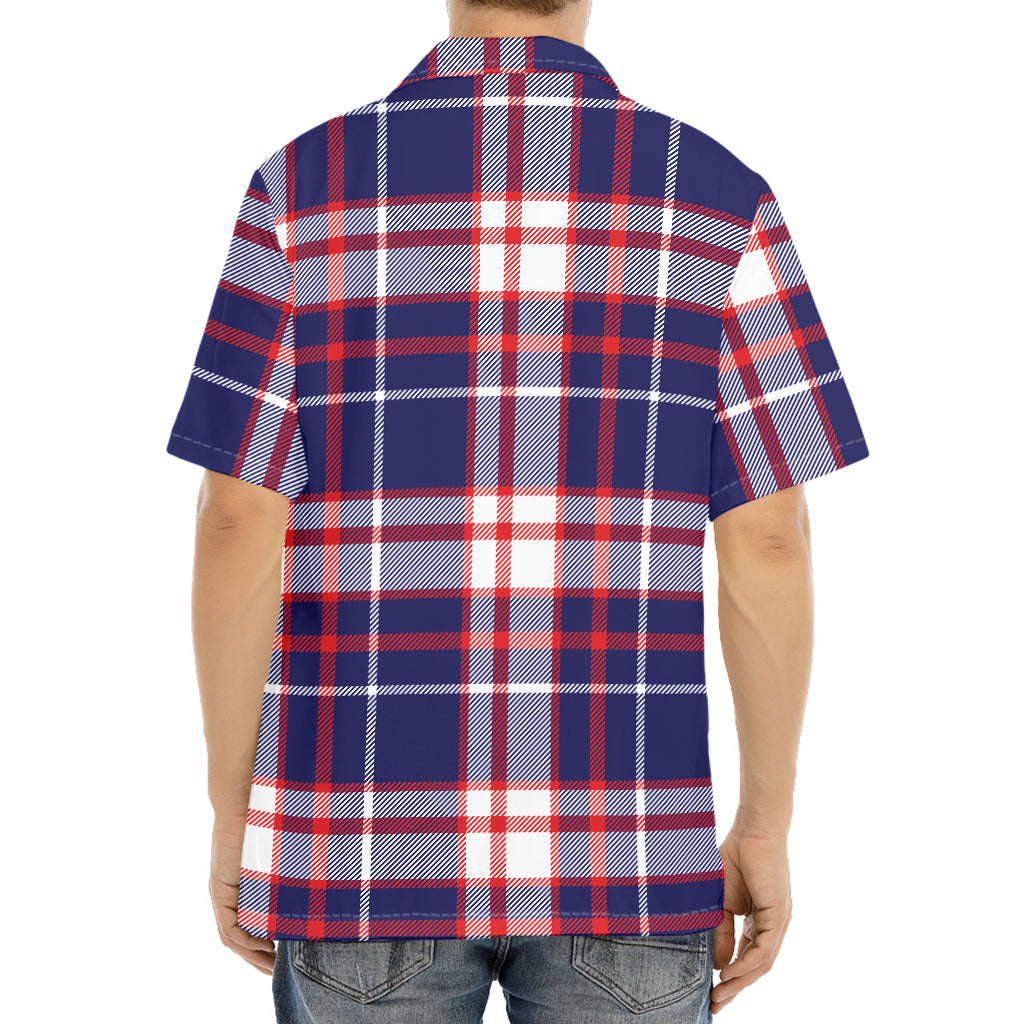 USA Patriotic Plaid Print Aloha Shirt