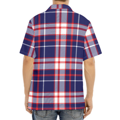 USA Patriotic Plaid Print Aloha Shirt