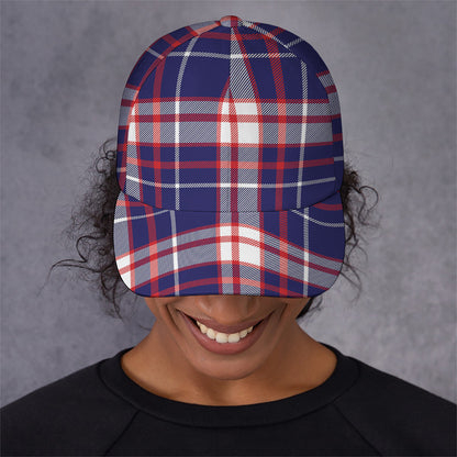 USA Patriotic Plaid Print Baseball Cap