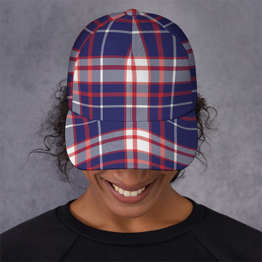 USA Patriotic Plaid Print Baseball Cap