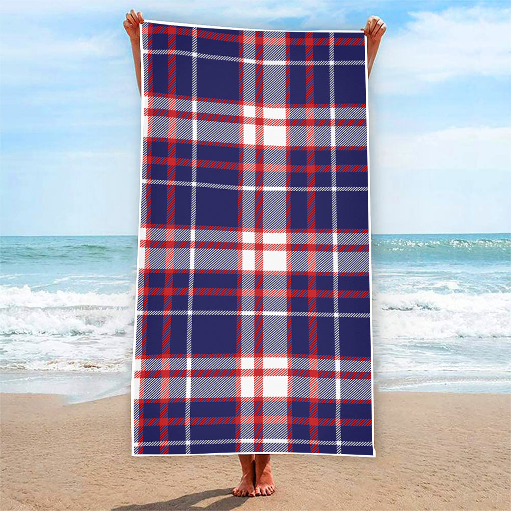 USA Patriotic Plaid Print Beach Towel
