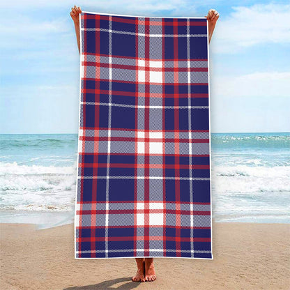USA Patriotic Plaid Print Beach Towel