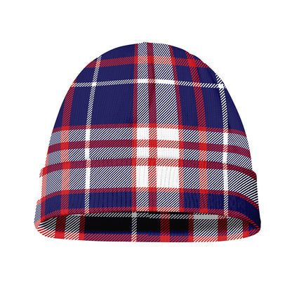 USA Patriotic Plaid Print Beanie