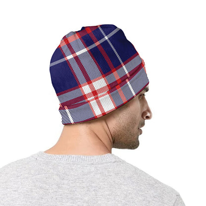 USA Patriotic Plaid Print Beanie