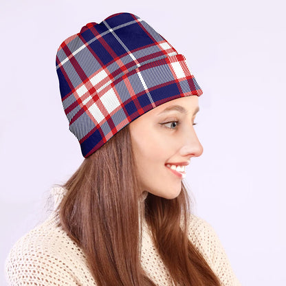 USA Patriotic Plaid Print Beanie